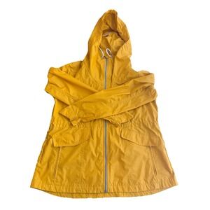 Athleta Outbound Waterproof Hooded Rain Jacket Coat Golden Drawstring Waist Sz M